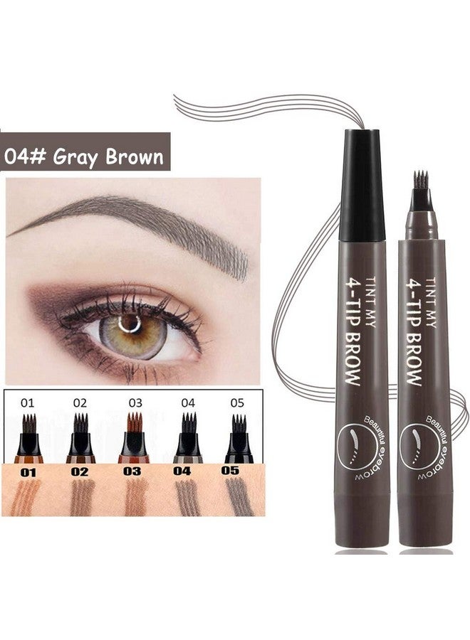 QUEMISS Eyebrow Pen Microblading 4 Fork Tip Eyebrow Pencil Creates Lasting MakeUp Professional Natural Brow Pen Cover Sparse Areas Daily Waterproof 3D Brow Pencil (04#Gray Brown) - Image 4