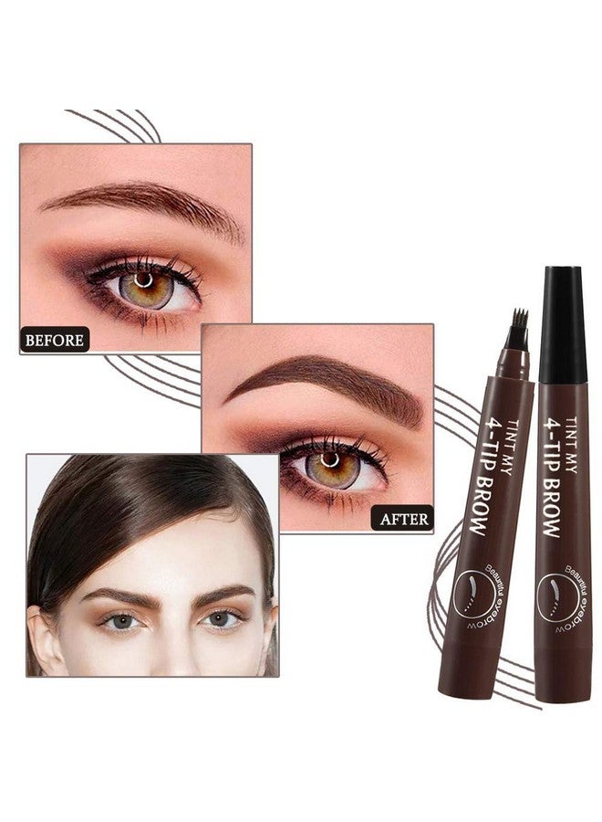 QUEMISS Eyebrow Pen Microblading 4 Fork Tip Eyebrow Pencil Creates Lasting MakeUp Professional Natural Brow Pen Cover Sparse Areas Daily Waterproof 3D Brow Pencil (04#Gray Brown) - Image 2