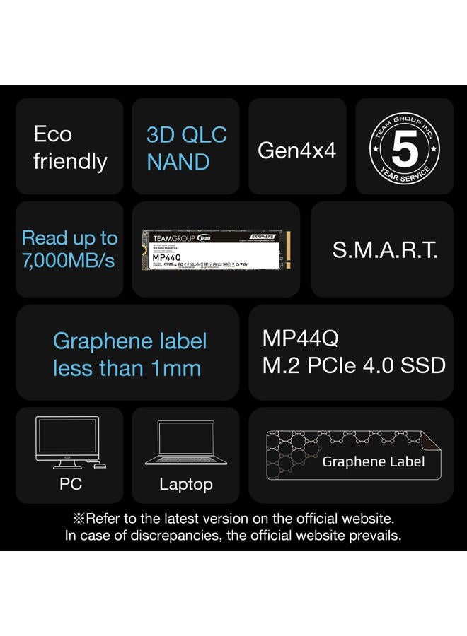 TeamGroup MP44Q 1TB SLC Cache Gen 4x4 M.2 2280 PCIe 4.0 with NVMe Laptop & Desktop & NUC & NAS SSD Solid State Drive (R/W Speed up to 7,400/6,200MB/s) TM8FFD001T0C101 - Image 4