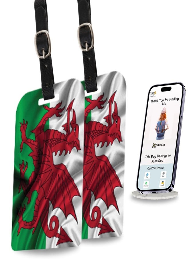 tag8 Bag Security Luggage Tags, 2 Pcs Wales Flag Bag Tags with Airport Tracer Code, Suitcase Luggage Tags Travel Suitcase Baggage Handbag Tag | Stop Losing, Start Tagging - Image 1