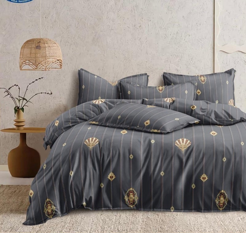 Ab Home Decor Ab Home Decor 210 TC Soft Touch Hypoallergenic Microfiber Bedsheet for Double Bed King Size 90x100 Inch with 2 Large Pillow CoversWrinkle Free 3pcs Bed Linen SetGrey  - Image 1