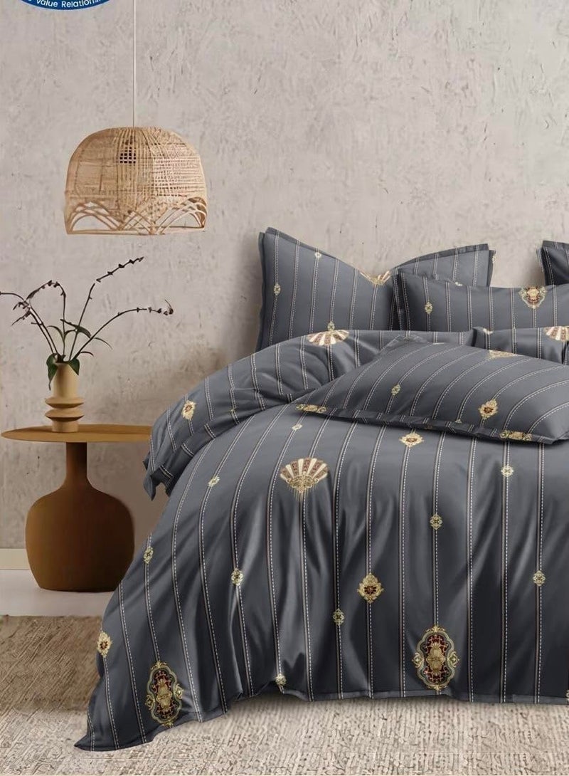 Ab Home Decor Ab Home Decor 210 TC Soft Touch Hypoallergenic Microfiber Bedsheet for Double Bed King Size 90x100 Inch with 2 Large Pillow CoversWrinkle Free 3pcs Bed Linen SetGrey  - Image 2