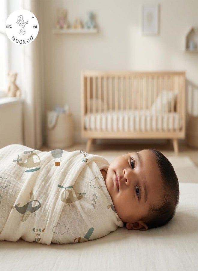 Mookoo Muslin Swaddle for New Born Baby | Swaddle Wrap for Newborn | Soft Muslin Cloth Baby Wrapper Newborn | Pack of 3 | Airplane,Banana,Snail - Image 2