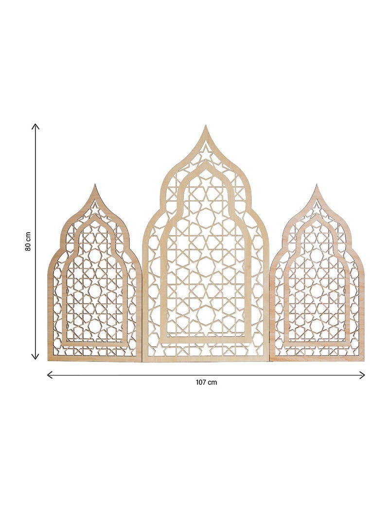 هلالفل حامل عرض مسجد خشبي أنيق للديكور المنزلي الإسلامي في عيد الفطر وحفلات الزفاف | خشب الزيزفون، قطعة ديكور إسلامية لغرفة المعيشة وغرفة النوم والصالات | عرض مسجد مثبت على الأرض. - Image 3