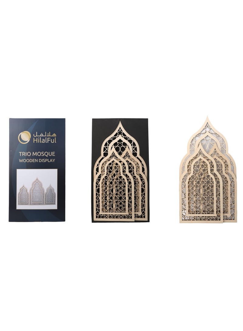 هلالفل حامل عرض مسجد خشبي أنيق للديكور المنزلي الإسلامي في عيد الفطر وحفلات الزفاف | خشب الزيزفون، قطعة ديكور إسلامية لغرفة المعيشة وغرفة النوم والصالات | عرض مسجد مثبت على الأرض. - Image 4