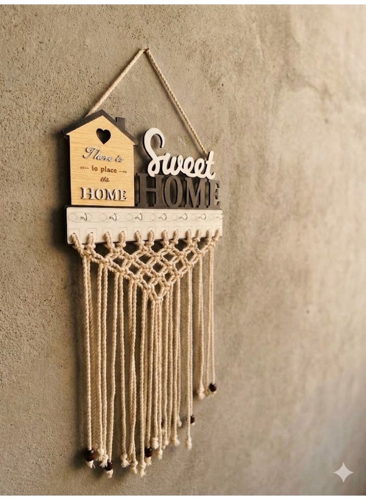مكرمية هاند ميد المصنوعة يدويًا تصميم أنيق لتعليق المفاتيح بخيوط قطنية طبيعية ولمسة فنية تضيف هدوء وجمال للمكان. - Image 3