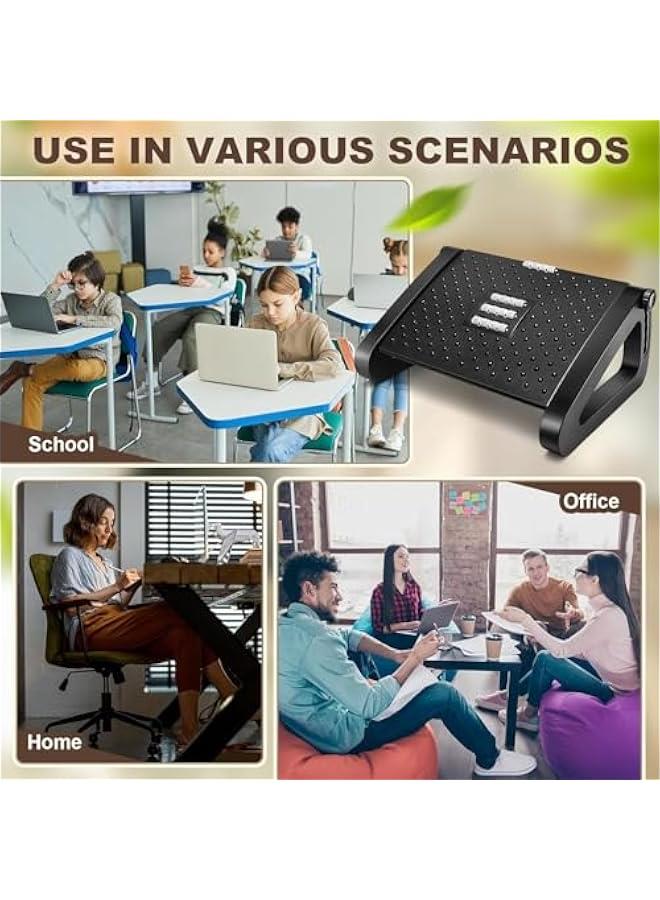 HOOKOR Foot Rest Under Desk, Ergonomic 6 Heights Adjustable Office Foot Rest for Under Desk, Foot Rest Under Desk with Massage Surface at Work, Under Desk Footrest for Pressure Relief, Black  - Image 2
