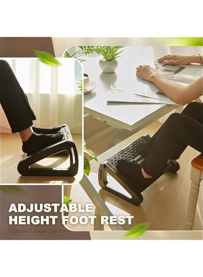 HOOKOR Foot Rest Under Desk, Ergonomic 6 Heights Adjustable Office Foot Rest for Under Desk, Foot Rest Under Desk with Massage Surface at Work, Under Desk Footrest for Pressure Relief, Black  - Image 4