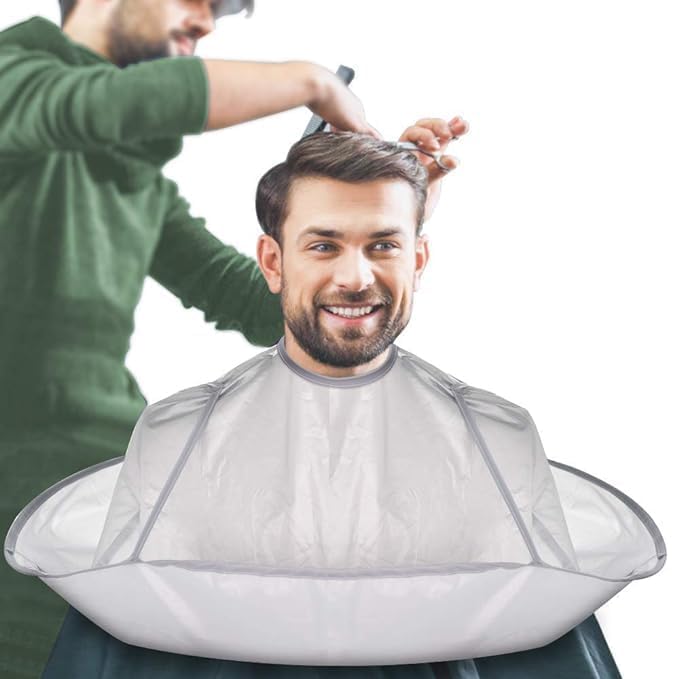 VBM VBM Hair Cutting Cape Hairstylist Simple Design Pattern Hair Cutting Cloak Beard Shaving Umbrella Shape Waterproof Cape Barber Home Salon Haircut Hairdresser Apron Cloth for Adult Women Men Kids - Image 1