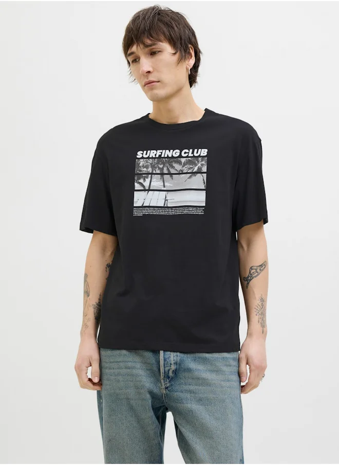 JACK & JONES Graphic Print Round Neck T-Shirt