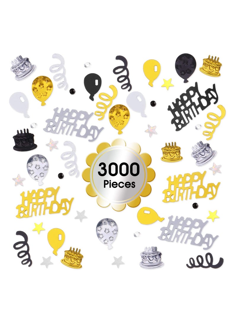 SOLARAE 3000 Pieces Happy Birthday Confetti, Birthday Cake Confetti Metallic Foil Balloon Confetti Table Scatter Confetti, Decorations for Birthday Party, Baby Shower, DIY Arts and Crafting (3 Colors) - Image 4