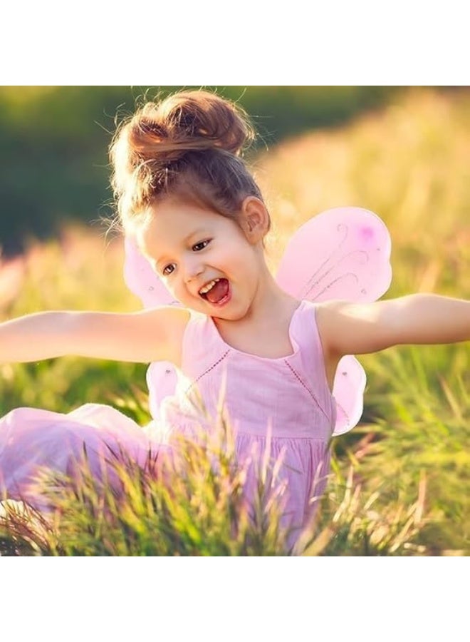 Butterfly Fairy Angel Wings Set for Girls – Costume Dress-Up Set with Wings, Wand and Headband, 3-Piece Satin Costume Accessories for Kids (Purple) - Image 3