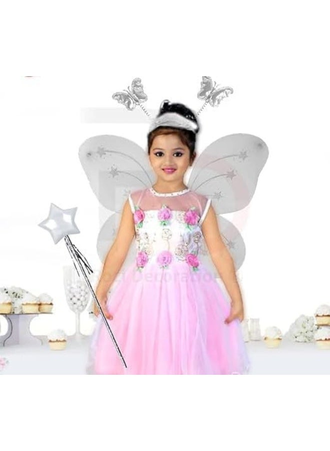 Butterfly Fairy Angel Wings Set for Girls – Costume Dress-Up Set with Wings, Wand and Headband, 3-Piece Satin Costume Accessories for Kids (Purple) - Image 2