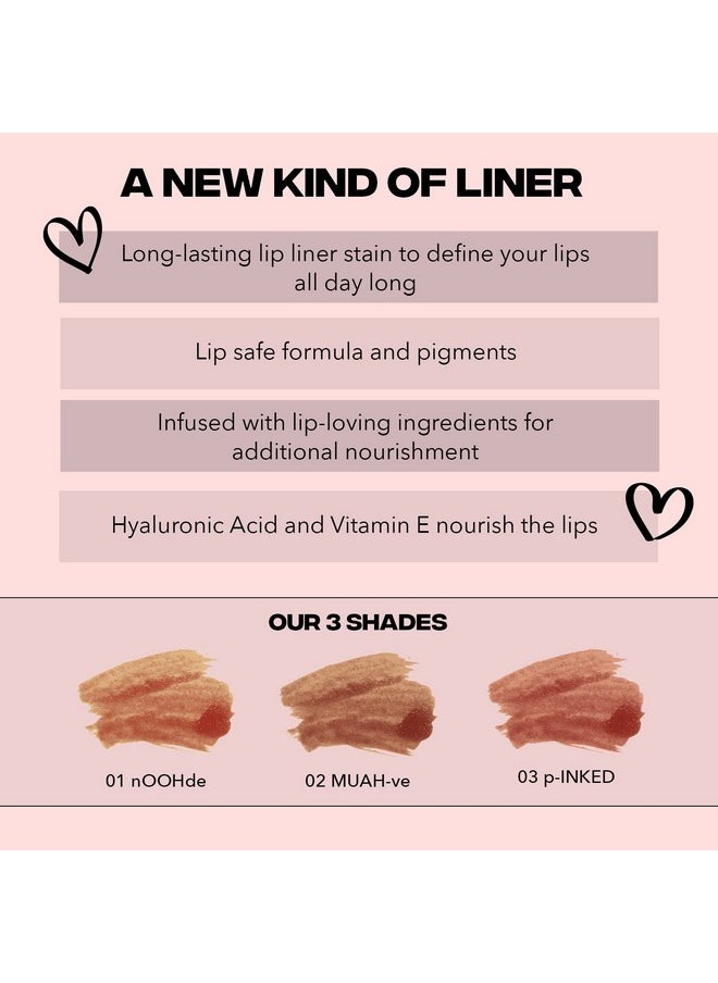 Sacheu - Lip Liner Stay N Peel Off Lip Liner Tattoo Peel Off Lip Stain Long Lasting Lip Stain Peel Off Infused With Hyaluronic Acid & Vitamin E For All Skin Types Noohde Shade Pack Of 1 - Image 1
