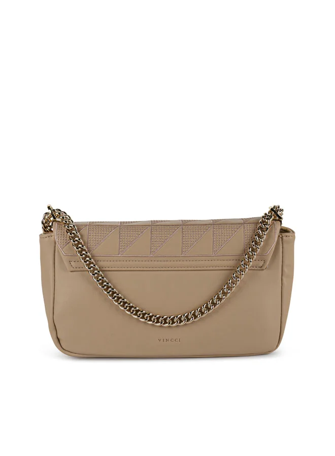 Vincci Women Quilted Shoulder Bag With Chain detail