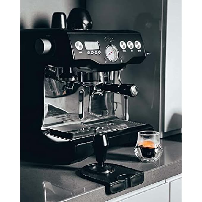 كاست ويف مكبس قهوة إسبريسو فاخر مقاس 53 مم مع مقبض من الألومنيوم المؤكسد بنابض معاير وقاعدة مسطحة من الفولاذ المقاوم للصدأ لآلة الإسبريسو باللون الأسود - Image 5