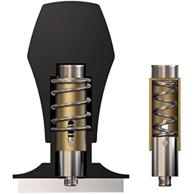 كاست ويف مكبس قهوة إسبريسو فاخر مقاس 53 مم مع مقبض من الألومنيوم المؤكسد بنابض معاير وقاعدة مسطحة من الفولاذ المقاوم للصدأ لآلة الإسبريسو باللون الأسود - Image 2