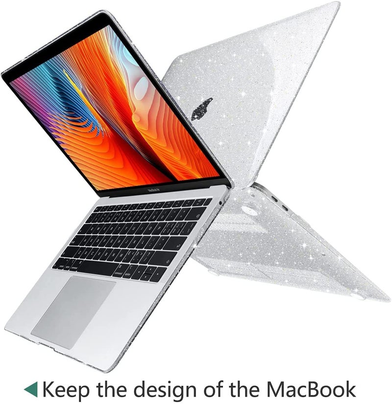 Moca Hard Shell Case Cover for M1 MacBook Air 13 inch [2022, 2021-2018 Release] M1 A2337 A2179 A1932 with Retina Display Touch id MacBook Air Shell Case Cover (Sparkly Clear) - Image 2