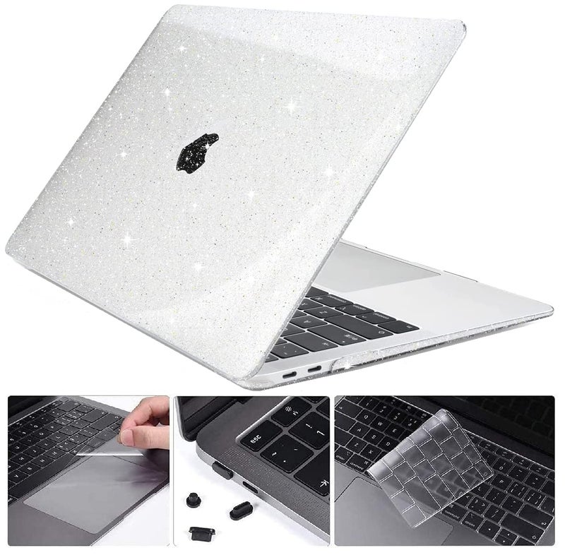 Moca Hard Shell Case Cover for M1 MacBook Air 13 inch [2022, 2021-2018 Release] M1 A2337 A2179 A1932 with Retina Display Touch id MacBook Air Shell Case Cover (Sparkly Clear) - Image 1