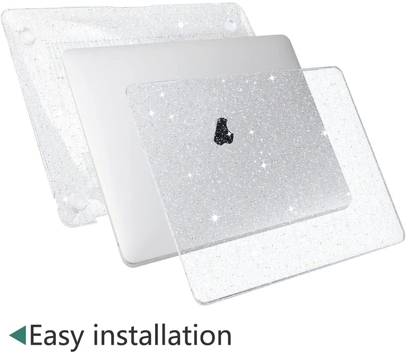 Moca Hard Shell Case Cover for M1 MacBook Air 13 inch [2022, 2021-2018 Release] M1 A2337 A2179 A1932 with Retina Display Touch id MacBook Air Shell Case Cover (Sparkly Clear) - Image 4