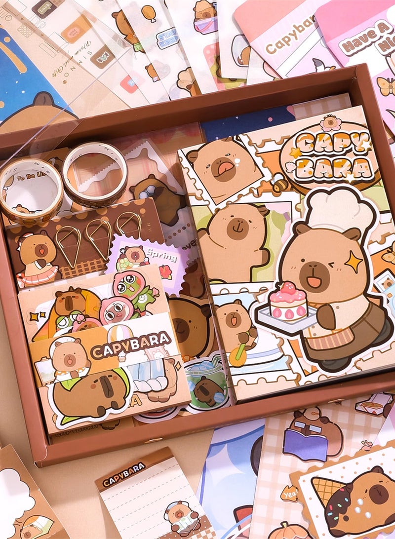 Vintage Aesthetic Scrapbook Kit(186pcs), CAPYBARA Theme Journal Kit with Journaling/Scrapbooking Supplies, Stationery, A6 Grid Notebook Graph Ruled Pages.DIY Gift for Teen Girl Kid Women. - Image 5