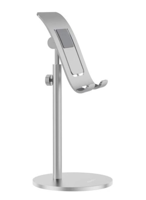 Universal Adjustable Aluminum Alloy Mobile & Tablet Stand – Sleek Silver Desktop Holder for Smartphones, iPads & Tablets – Foldable, Angle & Height Adjustable Phone Dock for Desk, Bedside or Office Use – Stable, Lightweight & Compatible with All Devices