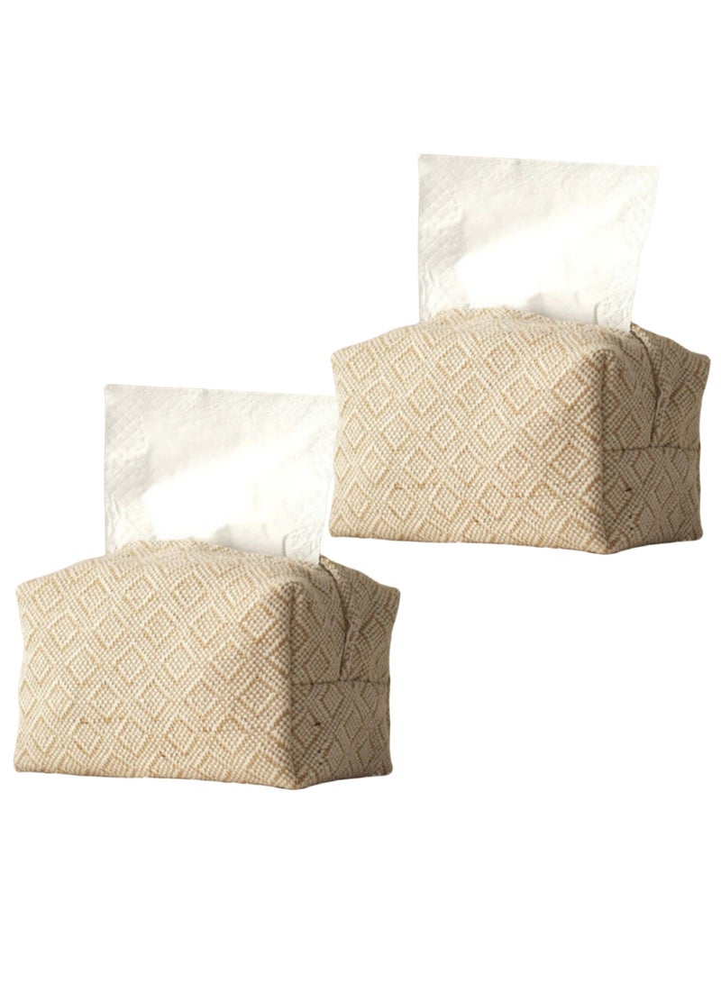 NOVOLAN Tissue Box Holder 2 Pieces, Minimalist Paper Box for Modern Home Living Room, Homestay Cotton & Linen Tissue Paper Cover, Office Tissue Box, for Home, Office, 17x9.5x8cm (#1) - Image 1