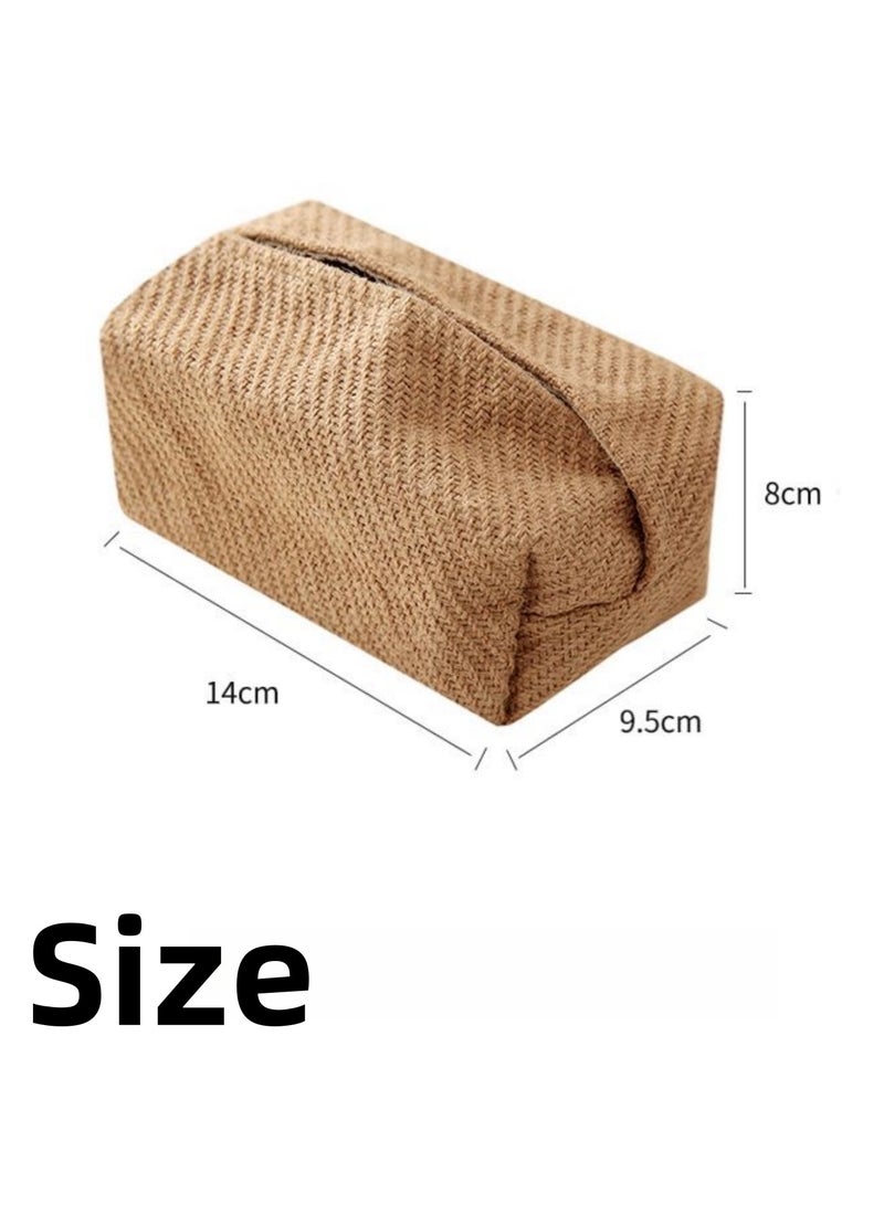 NOVOLAN Tissue Box Holder 2 Pieces, Minimalist Paper Box for Modern Home Living Room, Homestay Cotton & Linen Tissue Paper Cover, Office Tissue Box, for Home, Office, 17x9.5x8cm (#1) - Image 4