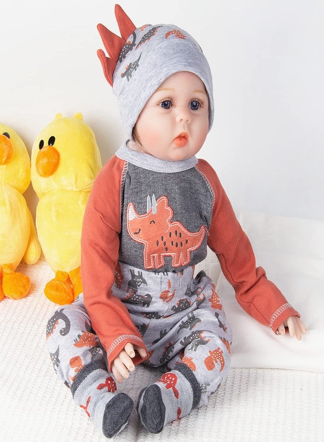 Pedolltree Reborn Baby Boy Doll Clothes 24 Inch Accesories Outfits Dinosaur 4 Pcs Set for 22-24 inch Reborn Dolls Clothes Clothing - Image 5