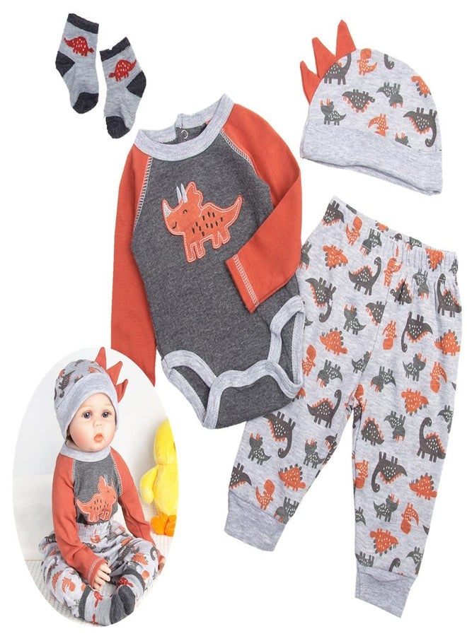 Pedolltree Reborn Baby Boy Doll Clothes 24 Inch Accesories Outfits Dinosaur 4 Pcs Set for 22-24 inch Reborn Dolls Clothes Clothing - Image 1