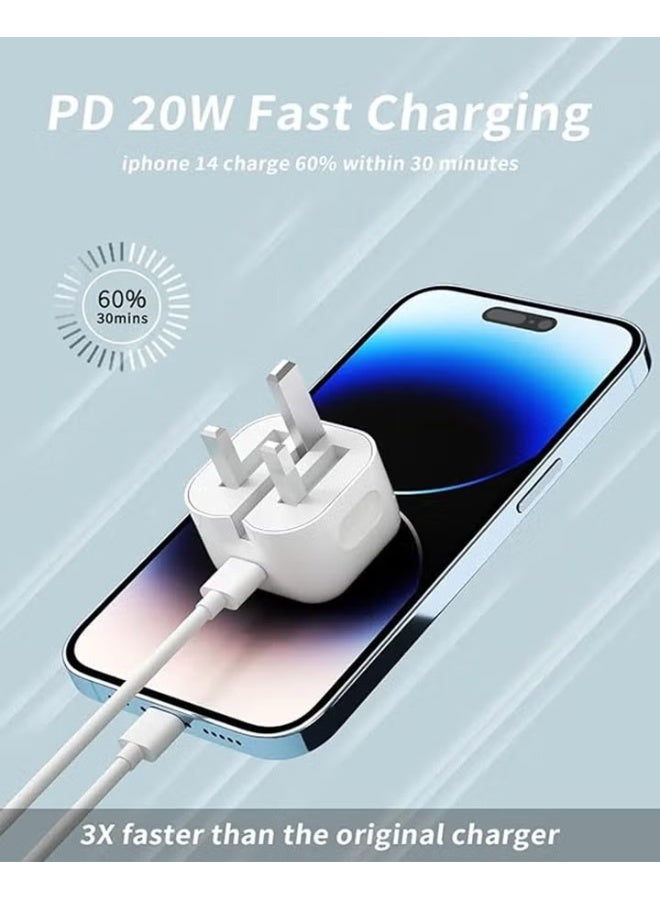iPhone 20W Fast Charger | USB C Wall Fast Charger with USB C to Lightning Cable Compatible with iPhone 14/14 Pro/14 Pro Max/13/12/SE2020/11/XR/XS Max/X/iPad - Image 5