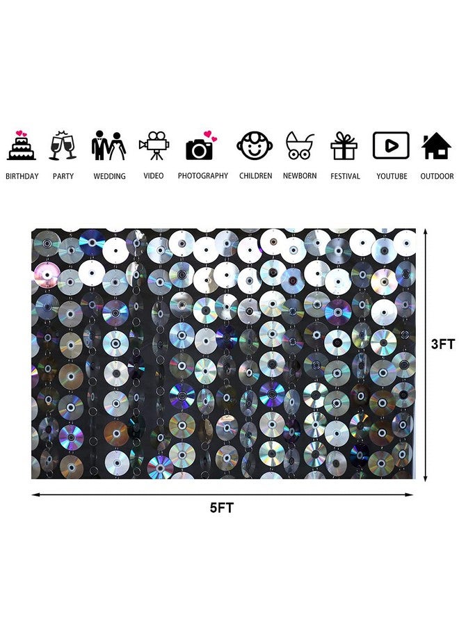 Lofaris 50'S Theme Party Backdrop Cd Wall Background Rock And Roll Music Birthday Party Decorations Photo Booth Props 5X3Ft  - Image 5