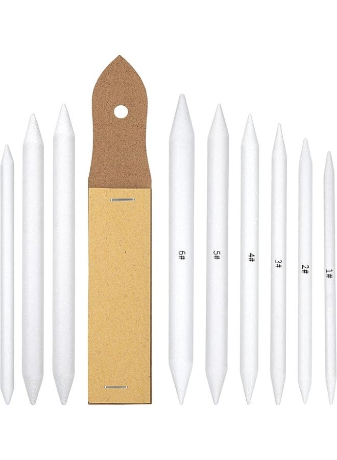 Mixing Paper Wiper Set Blending Stumps with Sandpaper Pencil Sharpener for Drawing and Sketching Pack of 10 - Image 1