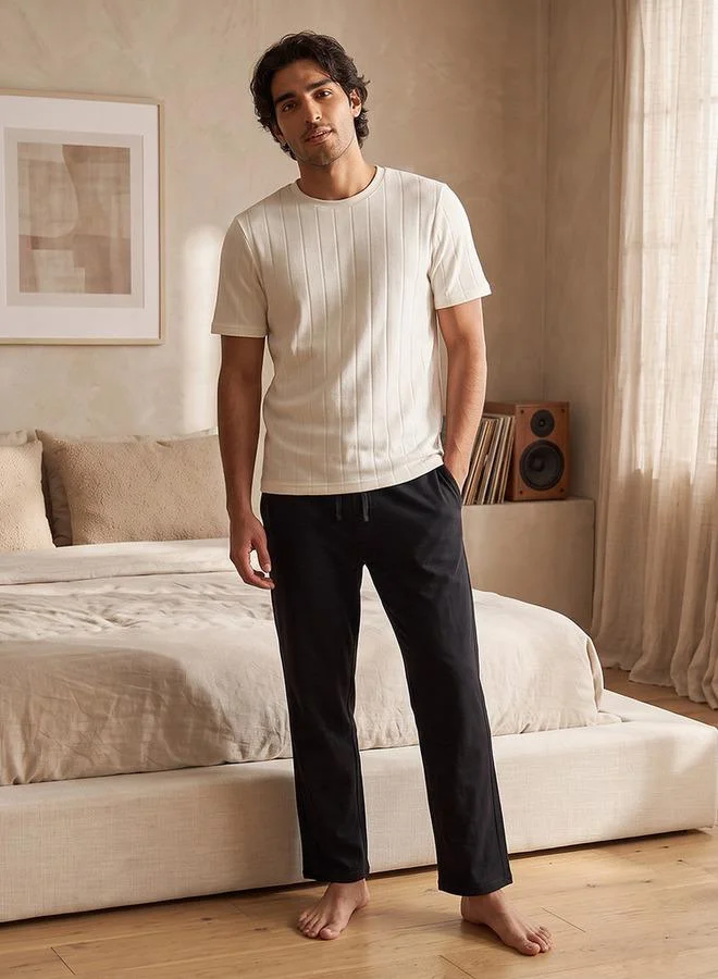 Splash FAV WHITE Textured T-shirt & Pyjama Set for Men | Best Price UAE