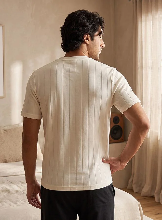 Splash FAV WHITE Textured T-shirt & Pyjama Set for Men | Best Price UAE