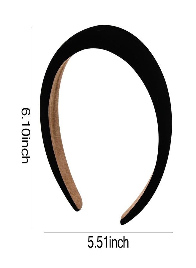 Guqqeuc Black Velvet Headband Soft Padded Headbands Wide Puffy Headbands for Women Girls Sponge Headbands for Yoga Sports No Slip Hairband for Thick Thin Hair Styling Accessories - Image 2