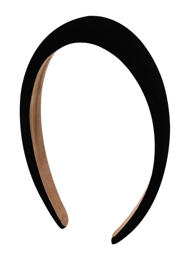 Guqqeuc Black Velvet Headband Soft Padded Headbands Wide Puffy Headbands for Women Girls Sponge Headbands for Yoga Sports No Slip Hairband for Thick Thin Hair Styling Accessories - Image 1