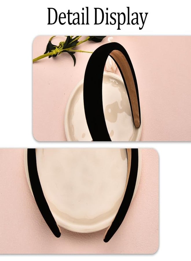 Guqqeuc Black Velvet Headband Soft Padded Headbands Wide Puffy Headbands for Women Girls Sponge Headbands for Yoga Sports No Slip Hairband for Thick Thin Hair Styling Accessories - Image 5