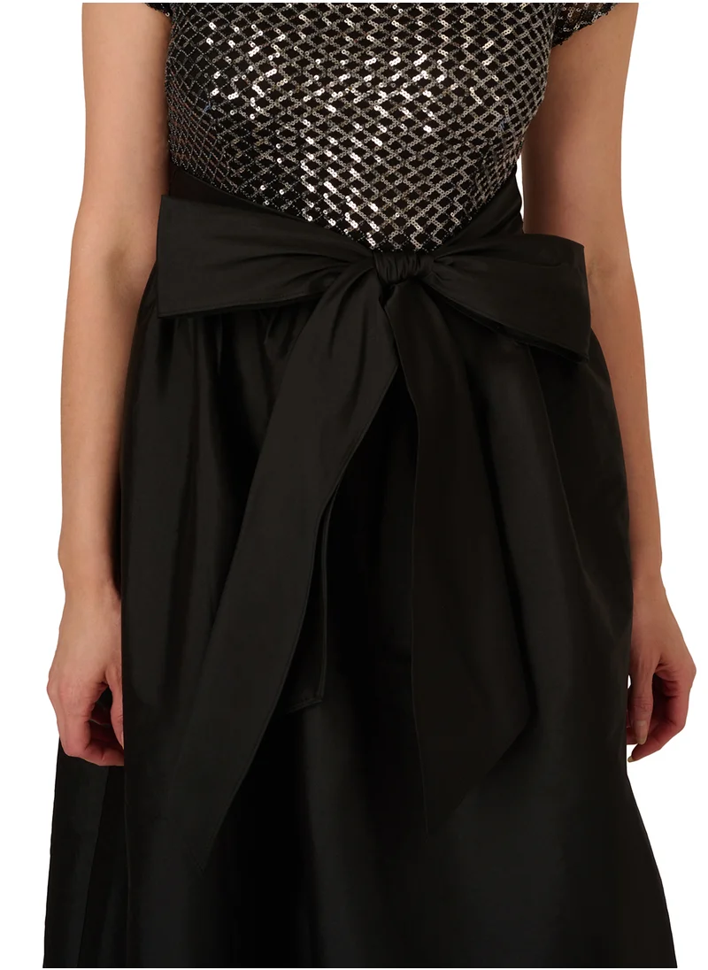 Adrianna Papell Asymmetric Hem Bow Detailed Dress