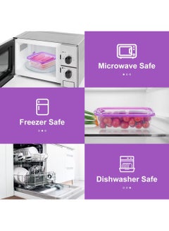 sulfar Sulfar Rectangular Plastic Food Storage Container with Air Tight Lid Kitchen Container Meat Box Fridge and Freezer Storage Boxes Bowl - 225ml, 325ml, 650ml, 1250ml, 4 Pcs, Clear (Purple)  - Image 3