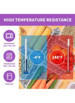 sulfar Sulfar Rectangular Plastic Food Storage Container with Air Tight Lid Kitchen Container Meat Box Fridge and Freezer Storage Boxes Bowl - 225ml, 325ml, 650ml, 1250ml, 4 Pcs, Clear (Purple)  - Image 5