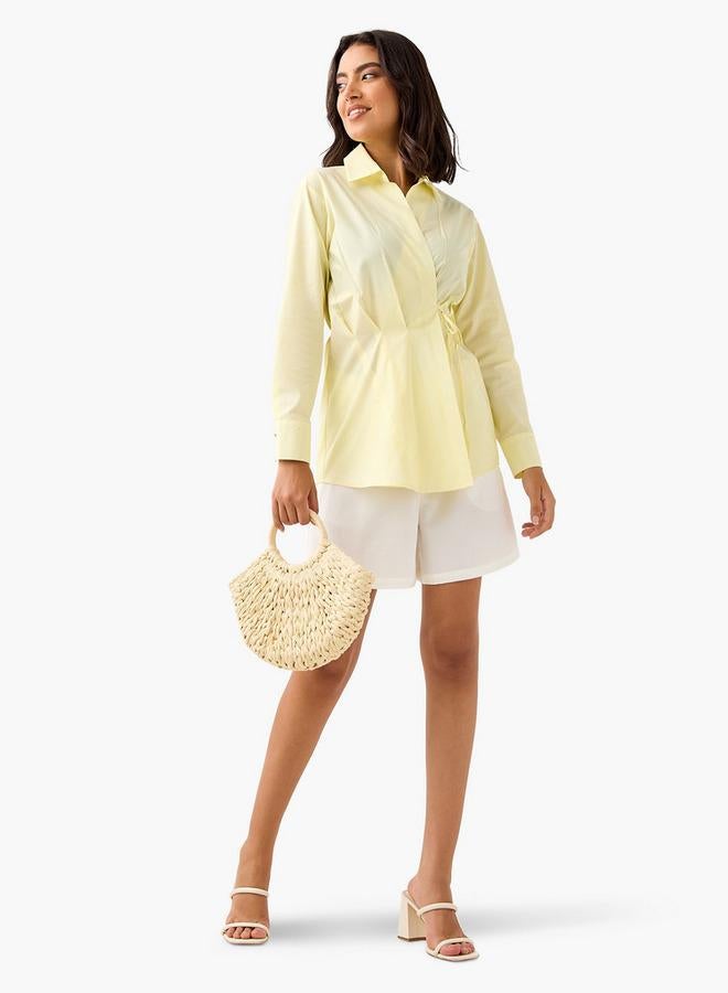 ايكونيك توب لف بياقة وأكمام طويلة من البوبلين الأيقوني - Image 2