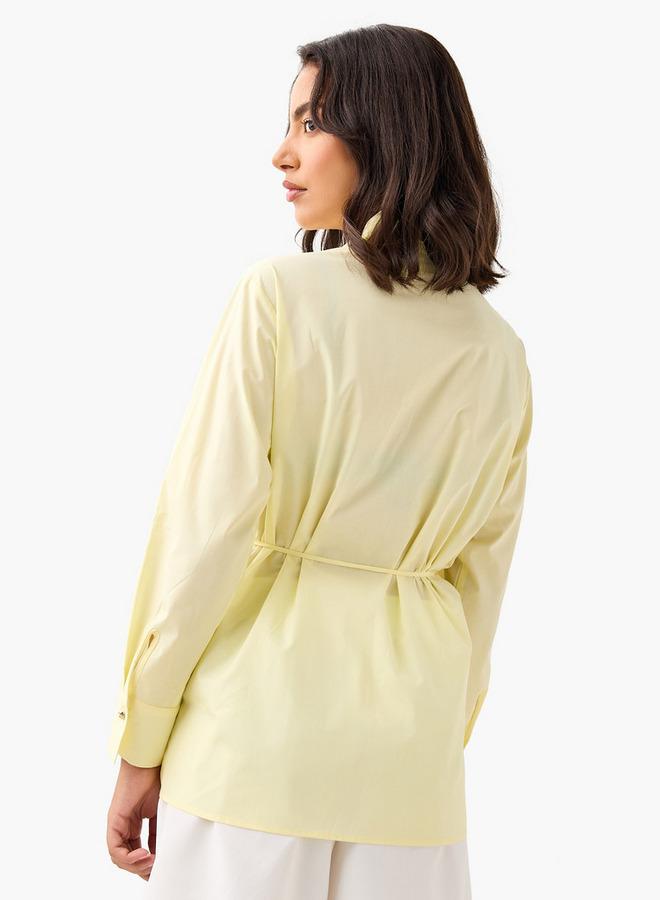 ايكونيك توب لف بياقة وأكمام طويلة من البوبلين الأيقوني - Image 3