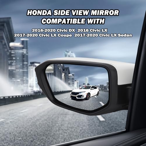 MOFOAP Driver Side View Mirror Compatible with 2016-2021 Honda Civic Power Heated,Civic Side Mirror Left Replace# 76258TBAC02ZA, 5Pins-Heated（White） - Image 5