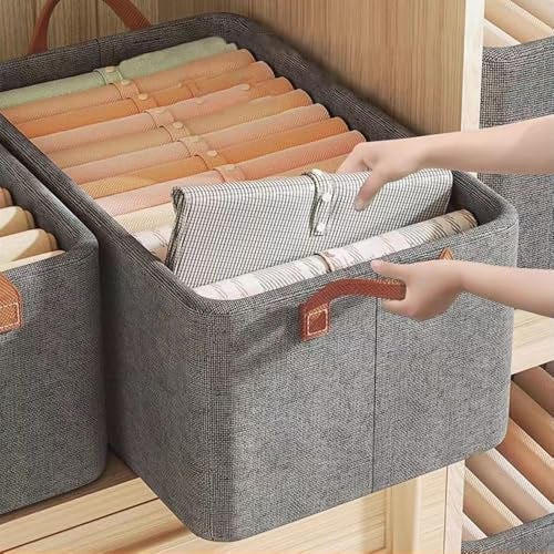 Vasukie 6 Pc Wardrobe Organizer for Clothes with Metal Frame,Drawer Organizer,Cupboard Cloth Organizer For Wardrobe,Storage Baskets for Clothing,Storage Box with Handles,Organiser (Pack Of 6) - Image 4
