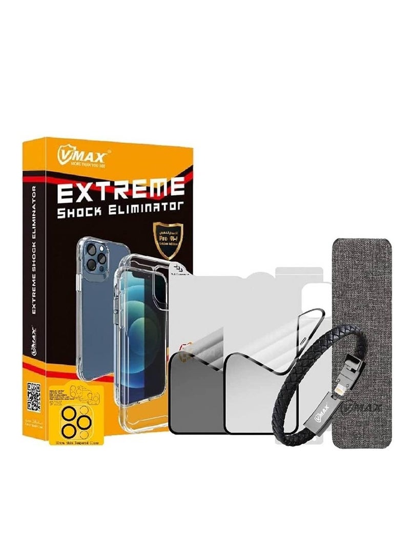 Vmax Extreme Shock Eliminator iPhone 15 With Transparent Clamp And Back Cover Magnetic Phone Back Grip Lens Protection For The Camera Leather Bracelet For Mobile Charging - Image 1