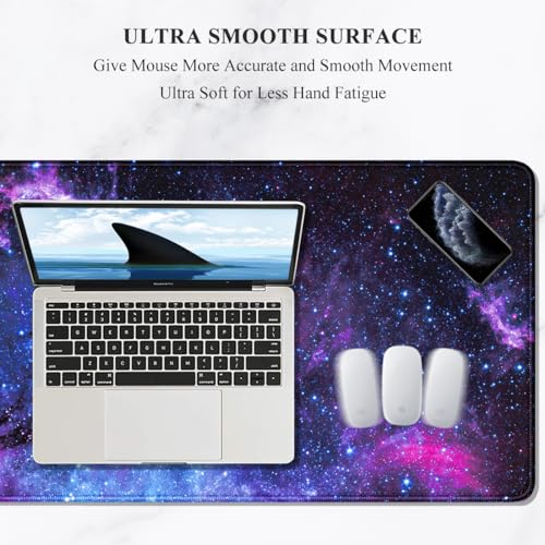 Auhoahsil Large Mouse Pad, XXL Gaming Mousepad, Desk Mat for Desktop, Thick Rubber, Big & Long Size, Stitched Edges, Full Desk Pad for Laptop & Computer, Extended 31.5 x 11.8 in, Amazing Galaxy - Image 3