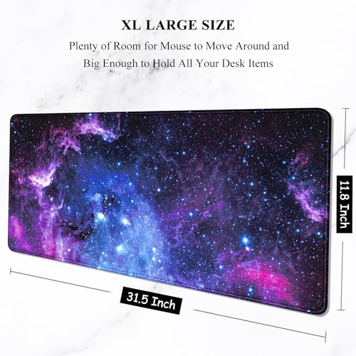 Auhoahsil Large Mouse Pad, XXL Gaming Mousepad, Desk Mat for Desktop, Thick Rubber, Big & Long Size, Stitched Edges, Full Desk Pad for Laptop & Computer, Extended 31.5 x 11.8 in, Amazing Galaxy - Image 2