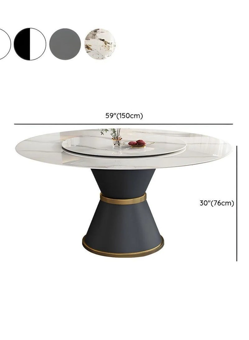 Wooden Twist Round Modern Dining Table with Rotatable Top - Image 4