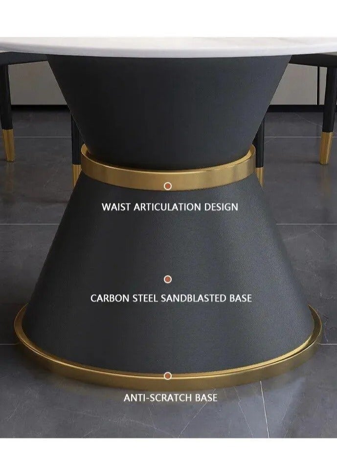 Wooden Twist Round Modern Dining Table with Rotatable Top - Image 3